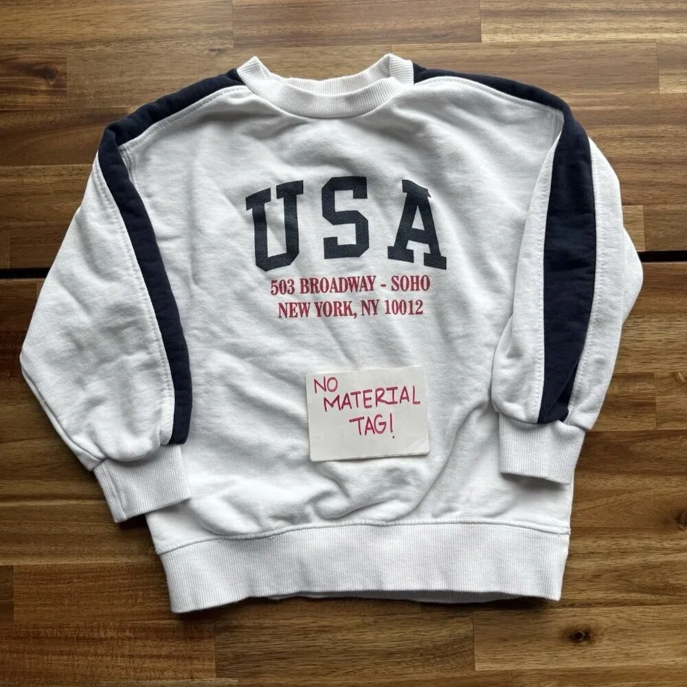 ZARA Kids USA New York Crewneck Sweatshirt American Flag Size‎ 6 Preppy School
